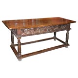 Italian Walnut Carved Library Table