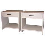 Pair of White Enamel 1-Drawer Bedside Tables