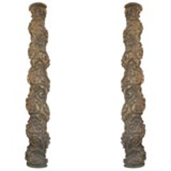 Pair of Twist Carved Half Columns 4