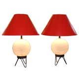 Pair crackle glass globe lamps