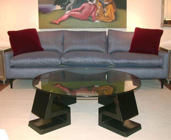 Elegant down filled sofa, upholstered in a beautiful silk fabic.