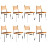 Paul McCobb set of  blonde and iron dining chairs
