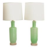 Green Opalescent Candesa Glass Lamps Green Opalescent Candesa Glass Lamps