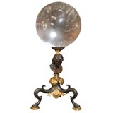 Crystal Sphere on Gilt and Patinated Bronze Stand
