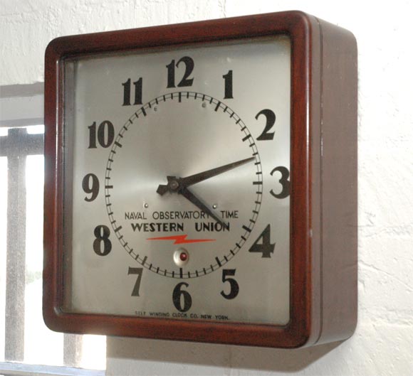 Unusual Western Union Electric Wall Clock In Good Condition In Culver City, CA