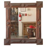Tramp Art Frame with Mirror
