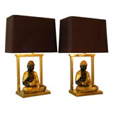 Vintage Impressive Pair "Buddha" Table Lamps