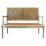 19th C Louis XVI Caned Settee
