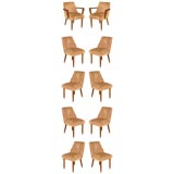 Sleek Set of Ten Upholstered Dining Chairs