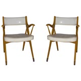 Pair of Glazed Calfskin Mid-Century Armchairs