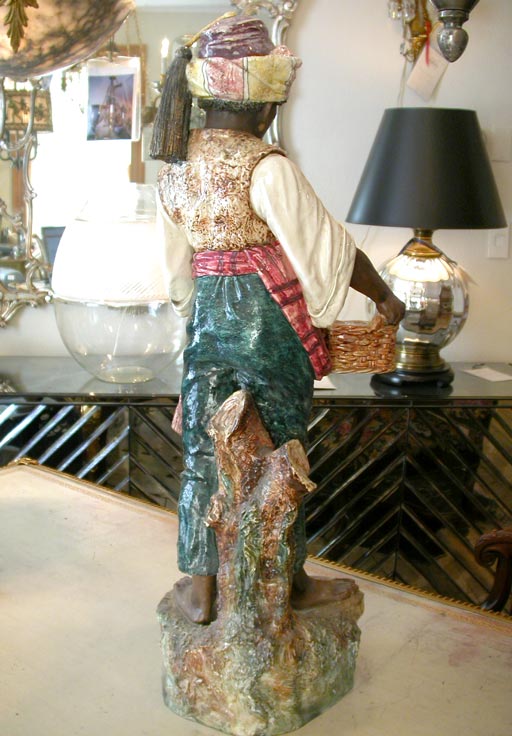 German Majolica Black-a-moor Statue
