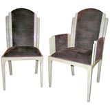 Set of 8 Dining Chairs with Frames in Lacquered Goatskin