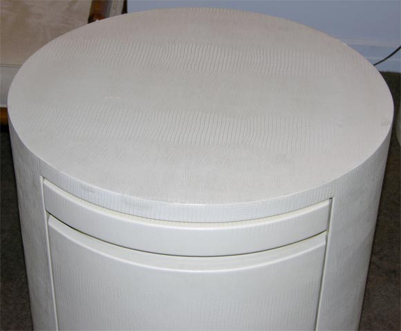 American Pair of Round Bedside Tables Designed by Karl Springer
