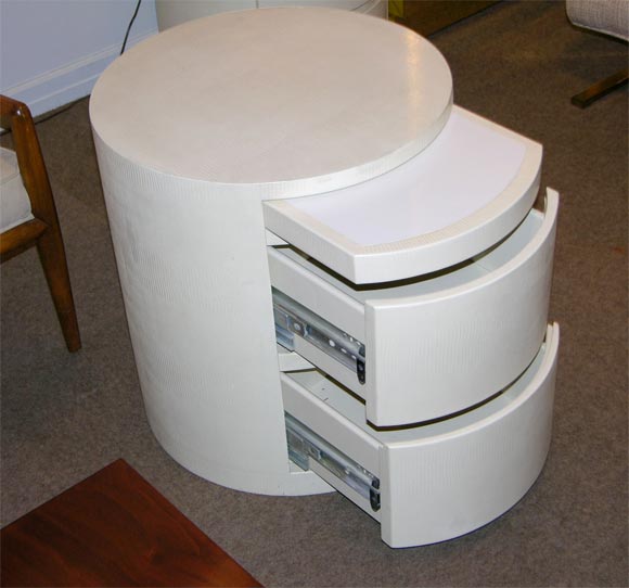 Pair of Round Bedside Tables Designed by Karl Springer 1