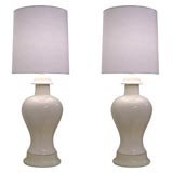Pair of Large Table Lamps in Bone Porcelain