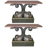 Spectacular Pair of  Carved and Gessoed Grotto Style Consoles