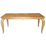 French 40's Limed Oak Table by Maison Jansen