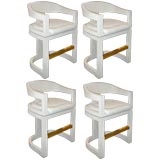 Set of 4 swivel "Onassis" barstools by Karl Springer