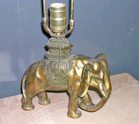 Brass antique elephant lamp