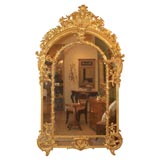 Elaborately Hand Carved Louis X I V Style Arched Mirror