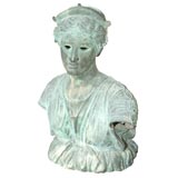 Late 19th Century Bronze Verdigris Bust