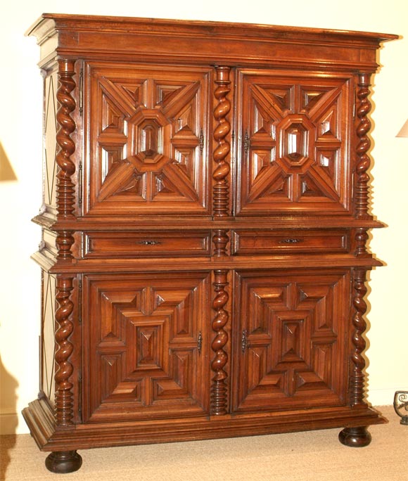 A Late 17th century Louis X I I I Walnut Buffet a Deux Corps