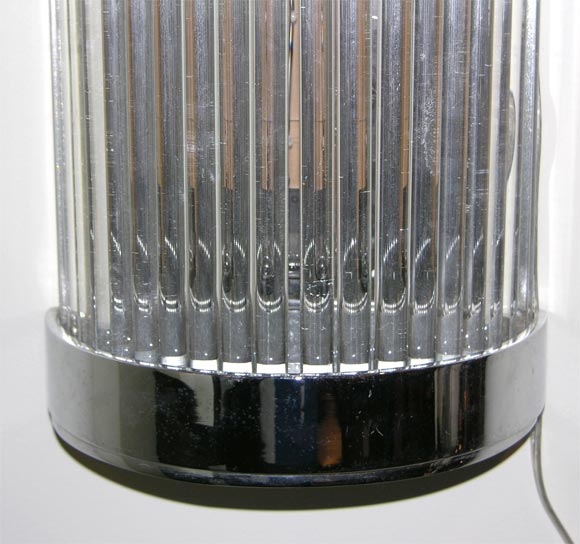 Pair of Hollywood Art Deco Chrome & Glass Rod Sconces In Excellent Condition In New York, NY