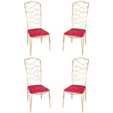 Set of Four Rene Drouet Gold Leaf Dining Chairs