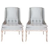Pair of Robsjohn-Gibbings High Backed Occasional Chairs