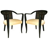 Pair of Dunbar Caned Back Arm Chairs