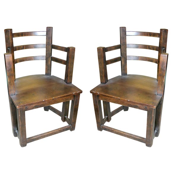 Mission chairs, pair, attributed to McHugh