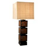 Walnut and Bamboo Lamp in the style of  James Mont