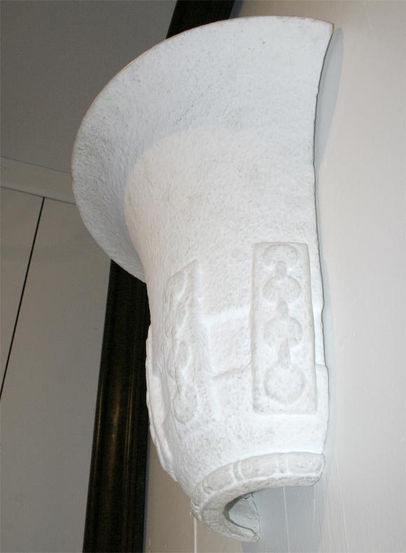 French pair of large plaster wall light covers