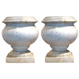 Pair of White Marble Urns