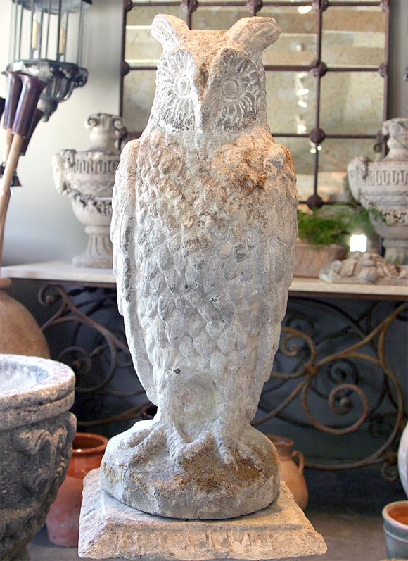 Owl Statue on Square Plinth