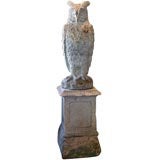 Vintage Owl Statue on Square Plinth