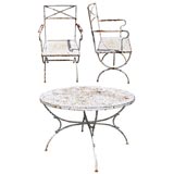 Antique English Metal Garden Table and Four Chairs