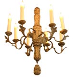 French wood and iron chandelier