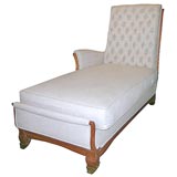 A French Upholstered Chaise with Bronze Sabots.