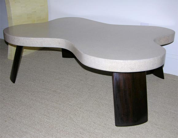 A Paul Frankl Amoeba Free-Form Cork Topped Table.