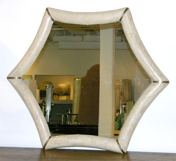 An Hexagonal Star Fish Shaped Fossil Stone Mirror.