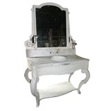 Antique LAVABO AND MIRROR WITH TWO CANDLE SCONCES