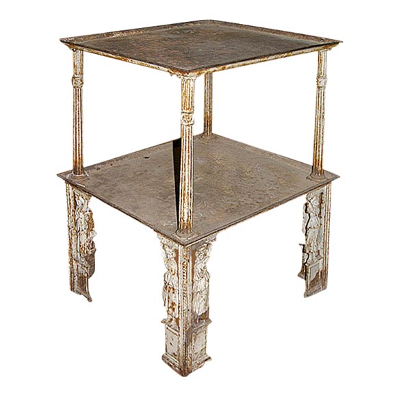 FRENCH CAST IRON TWO TIER TABLE For Sale