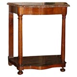 WALNUT MARBLE TOP CONSOLE