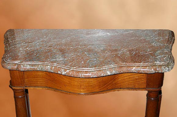 WALNUT MARBLE TOP CONSOLE