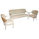 SWEDISH GUSTAVIAN STYLE SETTEE AND TWO FAUTEUILS