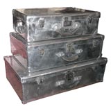 Set of Three Vintage Aluminum Aircraft Suitcases