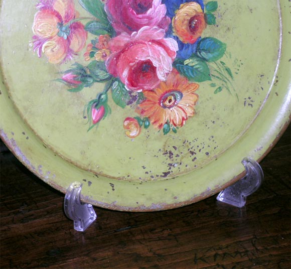 French Green Toleware Tray