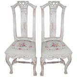Pair painted Gustavian side chairs