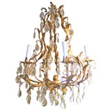 Iron Gilt and Crystal Chandelier